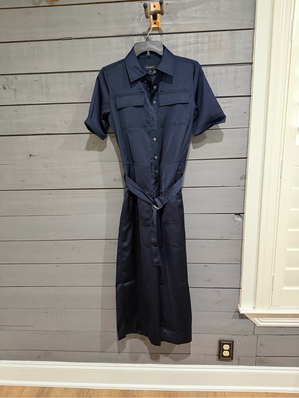 Women's Navy Shirt Dress with Tie Belt